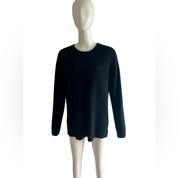 Theory Men’s Enzo Ribbed Black Cashmere Crewneck Pullover Sweater Size Large - Picture 2 of 7